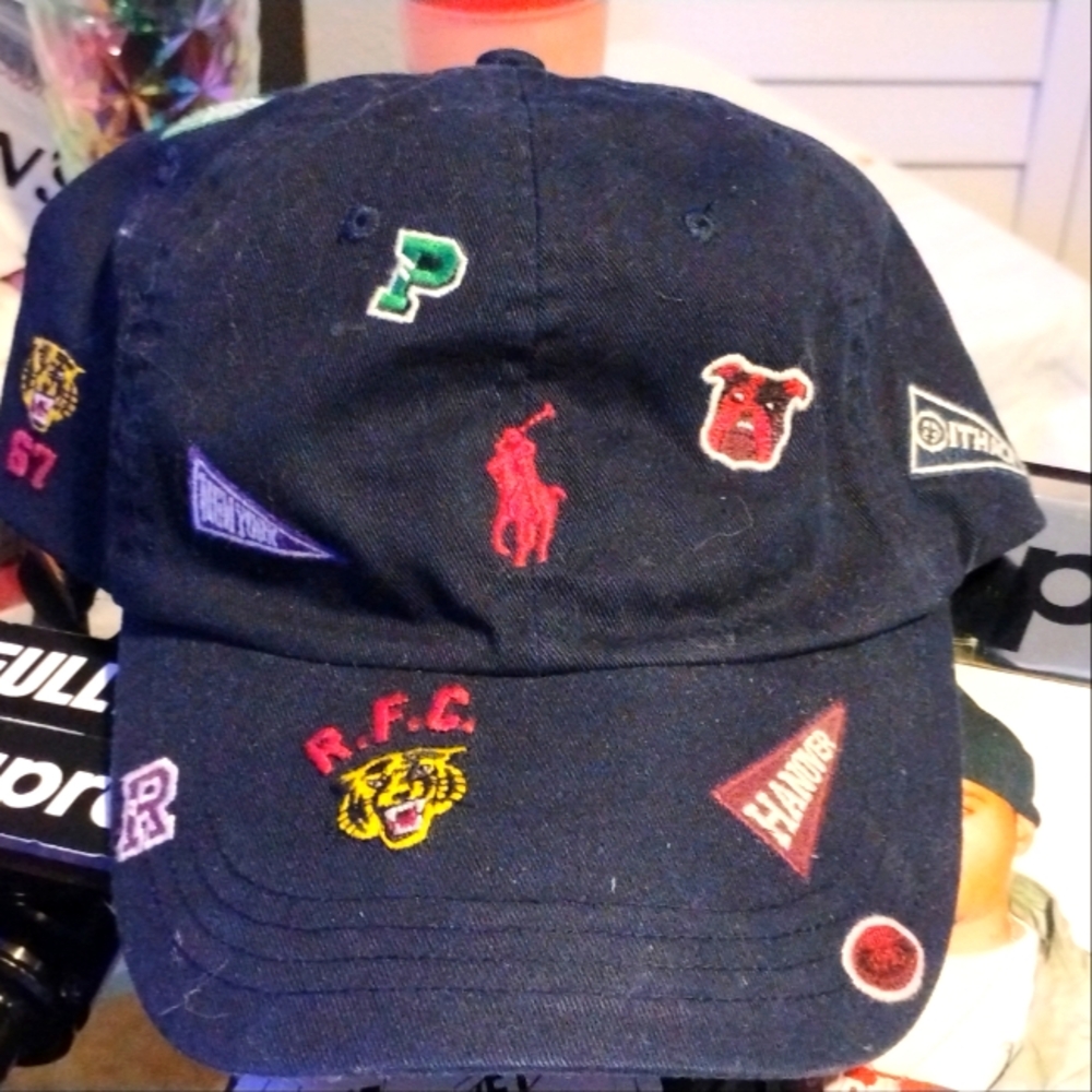 Ralph Lauren Black Hat with Vibrant Patches